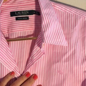 Ralph Lauren non iron pink and white button down